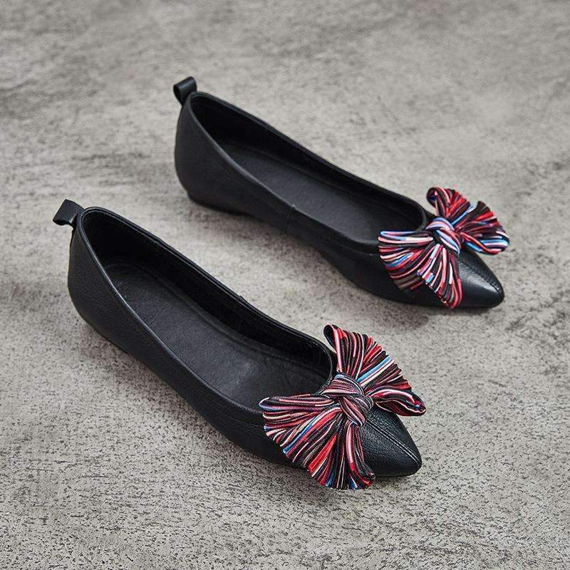 Planet Gates 2018 High quality Women Casual Shoes Genuine Leather Women's Loafers Slip On Woman's Flats Shoe Bow Pointed toe Soft shoes MD-12