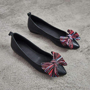 Planet Gates 2018 High quality Women Casual Shoes Genuine Leather Women's Loafers Slip On Woman's Flats Shoe Bow Pointed toe Soft shoes MD-12