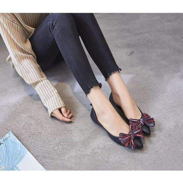 Planet Gates 2018 High quality Women Casual Shoes Genuine Leather Women's Loafers Slip On Woman's Flats Shoe Bow Pointed toe Soft shoes MD-12