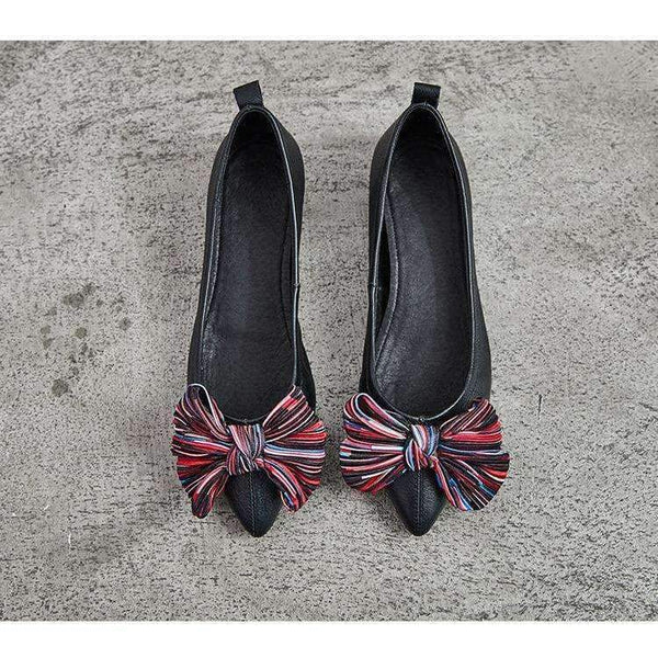 Planet Gates 2018 High quality Women Casual Shoes Genuine Leather Women's Loafers Slip On Woman's Flats Shoe Bow Pointed toe Soft shoes MD-12