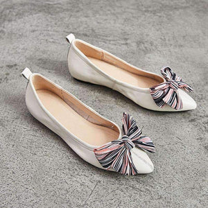 Planet Gates 2018 High quality Women Casual Shoes Genuine Leather Women's Loafers Slip On Woman's Flats Shoe Bow Pointed toe Soft shoes MD-12