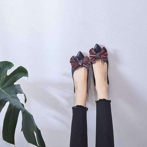 Planet Gates 2018 High quality Women Casual Shoes Genuine Leather Women's Loafers Slip On Woman's Flats Shoe Bow Pointed toe Soft shoes MD-12