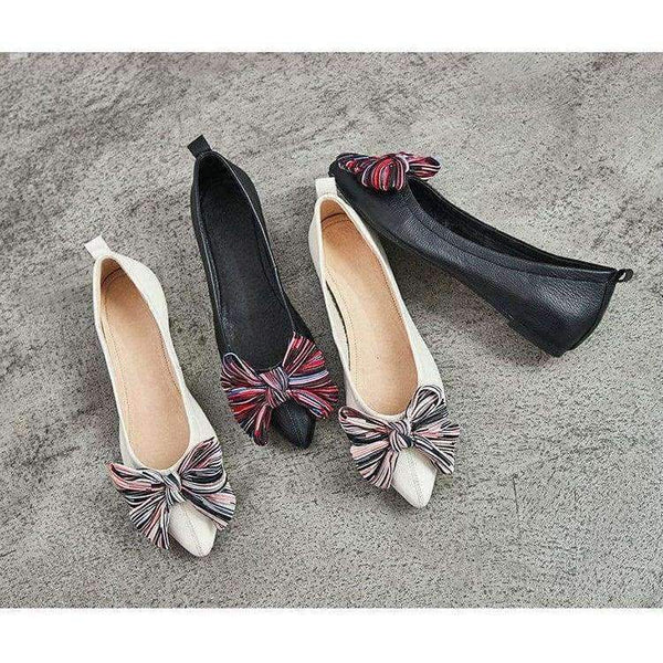 Planet Gates 2018 High quality Women Casual Shoes Genuine Leather Women's Loafers Slip On Woman's Flats Shoe Bow Pointed toe Soft shoes MD-12