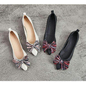 Planet Gates 2018 High quality Women Casual Shoes Genuine Leather Women's Loafers Slip On Woman's Flats Shoe Bow Pointed toe Soft shoes MD-12