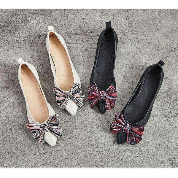Planet Gates 2018 High quality Women Casual Shoes Genuine Leather Women's Loafers Slip On Woman's Flats Shoe Bow Pointed toe Soft shoes MD-12