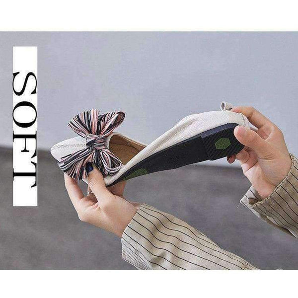 Planet Gates 2018 High quality Women Casual Shoes Genuine Leather Women's Loafers Slip On Woman's Flats Shoe Bow Pointed toe Soft shoes MD-12