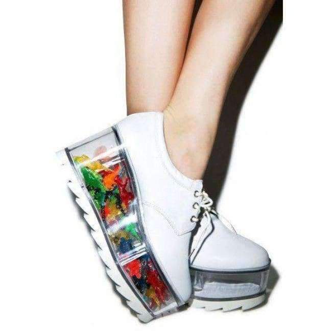 Planet Gates 2018 Hot Clear PVC Platform Women Smooth Leather Casual Shoes Lace Up Fashion Ladies Vulcanize Shoes Wedge Heel Shoes Size 39