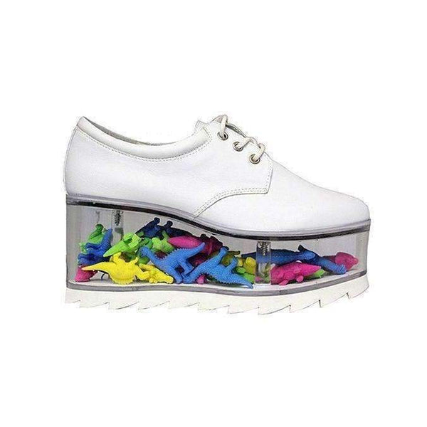 Planet Gates 2018 Hot Clear PVC Platform Women Smooth Leather Casual Shoes Lace Up Fashion Ladies Vulcanize Shoes Wedge Heel Shoes Size 39