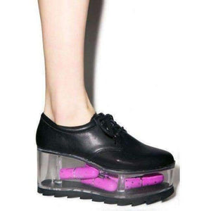 Planet Gates 2018 Hot Clear PVC Platform Women Smooth Leather Casual Shoes Lace Up Fashion Ladies Vulcanize Shoes Wedge Heel Shoes Size 39