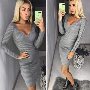 Planet Gates 2018 ladies dresses Autumn winter short dress jumper Casual stripe sweater knitted bodycon dress Women elegant pullover Vestidos