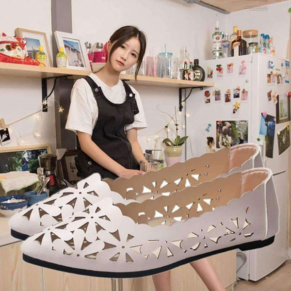 Planet Gates 2018 New Arrival Women Flats Shoes Shallow Flat Heel Hollow Out Flower Shape Nude Shoes Pointed-toe Shoes zapatos mujer