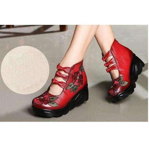 Planet Gates 2018 New Arrival Women Genuine Leather Women Flats Platform shoes ethnic style embroidery with Zip Casual Ladies Loafers Shoes