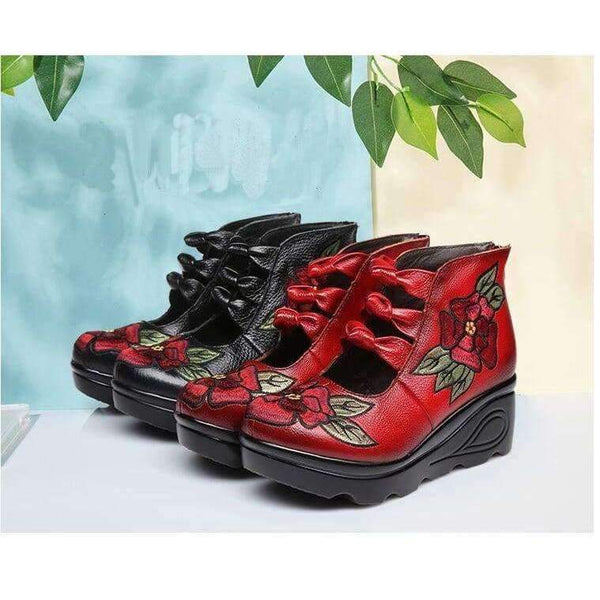 Planet Gates 2018 New Arrival Women Genuine Leather Women Flats Platform shoes ethnic style embroidery with Zip Casual Ladies Loafers Shoes