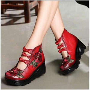Planet Gates 2018 New Arrival Women Genuine Leather Women Flats Platform shoes ethnic style embroidery with Zip Casual Ladies Loafers Shoes