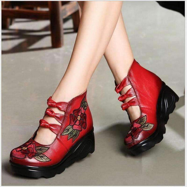 Planet Gates 2018 New Arrival Women Genuine Leather Women Flats Platform shoes ethnic style embroidery with Zip Casual Ladies Loafers Shoes