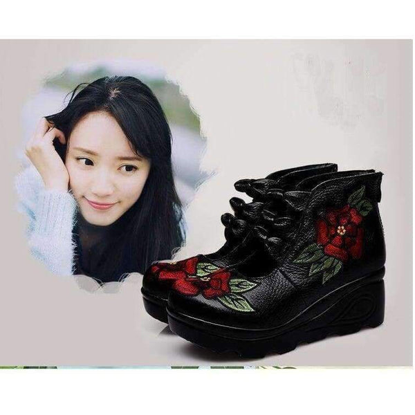 Planet Gates 2018 New Arrival Women Genuine Leather Women Flats Platform shoes ethnic style embroidery with Zip Casual Ladies Loafers Shoes