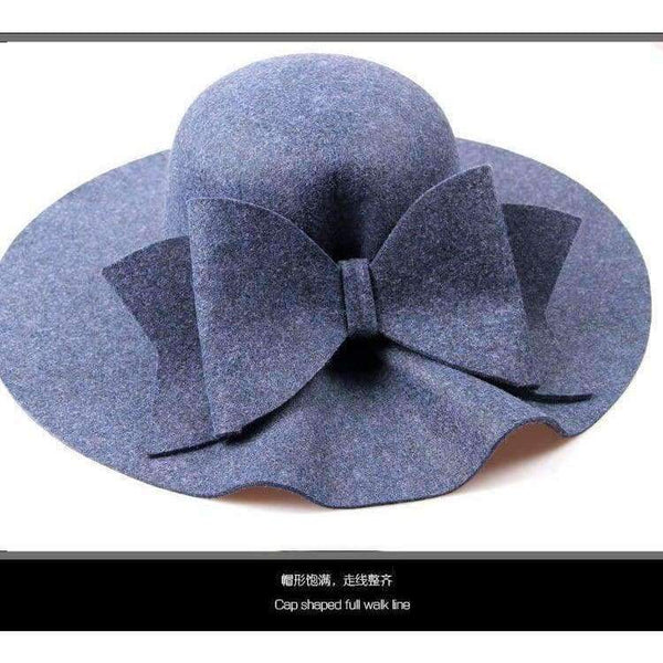Planet Gates 2018 New Australia Wool Felt Hat England Women Fedora Hat Wide Brim Hats With Big Bowknot For Elegant Lady Hat Christmas GIfts