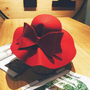 Planet Gates 2018 New Australia Wool Felt Hat England Women Fedora Hat Wide Brim Hats With Big Bowknot For Elegant Lady Hat Christmas GIfts