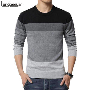 Planet Gates 2018 New Autumn Fashion Brand Casual Sweater O-Neck Striped Slim Fit Knitting Mens Sweaters And Pullovers Men Pullover Men M-5XL