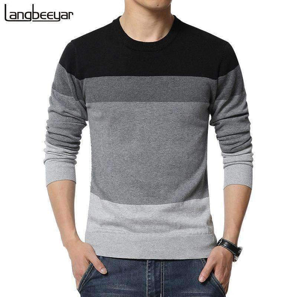Planet Gates 2018 New Autumn Fashion Brand Casual Sweater O-Neck Striped Slim Fit Knitting Mens Sweaters And Pullovers Men Pullover Men M-5XL
