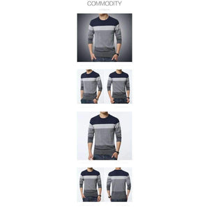 Planet Gates 2018 New Autumn Fashion Brand Casual Sweater O-Neck Striped Slim Fit Knitting Mens Sweaters And Pullovers Men Pullover Men M-5XL