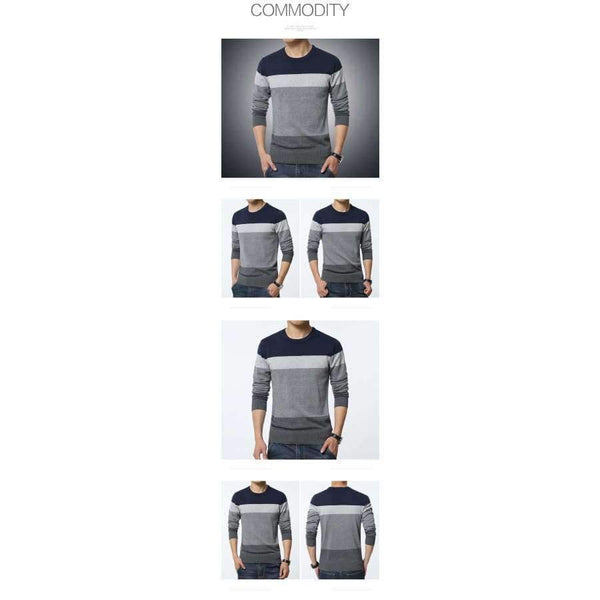 Planet Gates 2018 New Autumn Fashion Brand Casual Sweater O-Neck Striped Slim Fit Knitting Mens Sweaters And Pullovers Men Pullover Men M-5XL