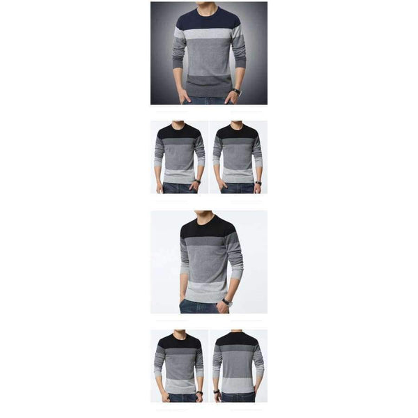 Planet Gates 2018 New Autumn Fashion Brand Casual Sweater O-Neck Striped Slim Fit Knitting Mens Sweaters And Pullovers Men Pullover Men M-5XL