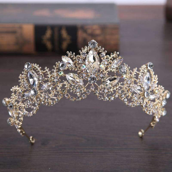 Planet Gates 2018 New Fashion Baroque Luxury Crystal AB Bridal Crown Tiaras Light Gold Diadem Tiaras for Women Bride Wedding Hair Accessories