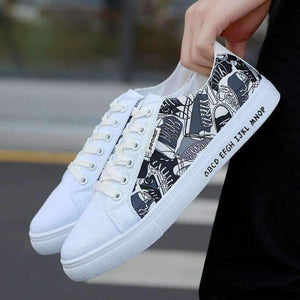 Planet Gates 2018 New Men's Vulcanize Shoes Comfortable Lace-up Flat Shoes Top Quality Print Fashion Canvas Shoes Men Loafers
