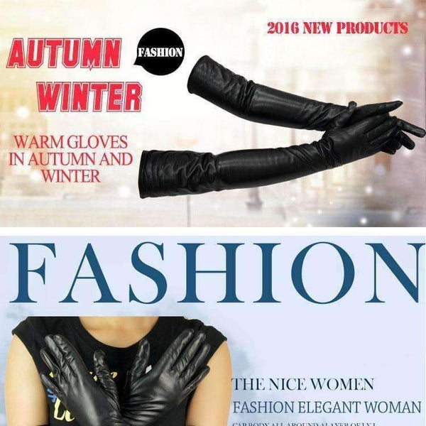 Planet Gates 2018 new winter lady fashion sheepskin leather high quality hot sale gloves women genuine leather mittens long style Arm sleeve