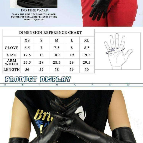 Planet Gates 2018 new winter lady fashion sheepskin leather high quality hot sale gloves women genuine leather mittens long style Arm sleeve