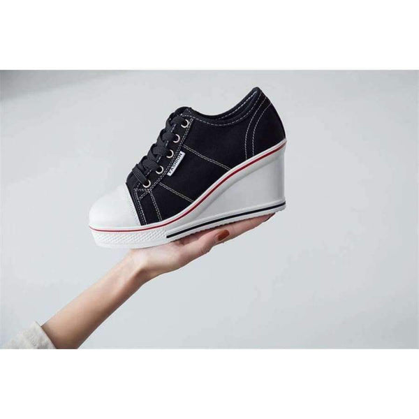 Planet Gates 2018 new Women Vulcanize Shoes Platform Breathable Canvas Shoes Woman Wedge Sneakers Casual Fashion Candy Color Students