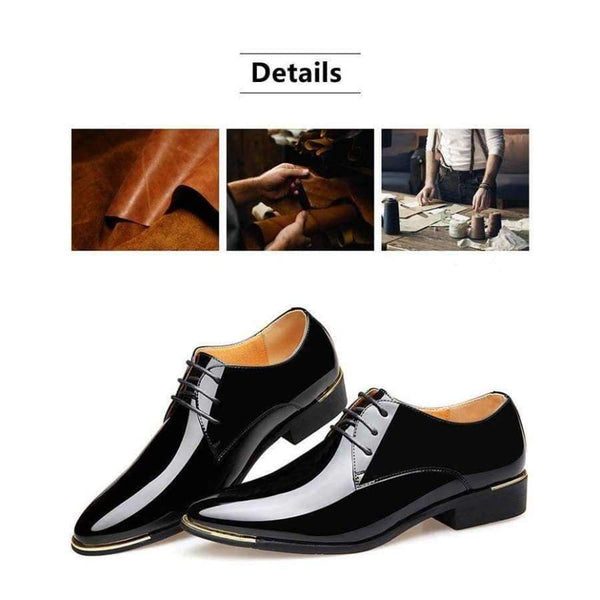 Planet Gates 2018 Newly Men's Quality Patent Leather Shoes Zapatos de hombre Size 38-47 Black Leather Soft Man Dress Shoes