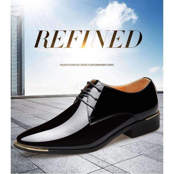 Planet Gates 2018 Newly Men's Quality Patent Leather Shoes Zapatos de hombre Size 38-47 Black Leather Soft Man Dress Shoes