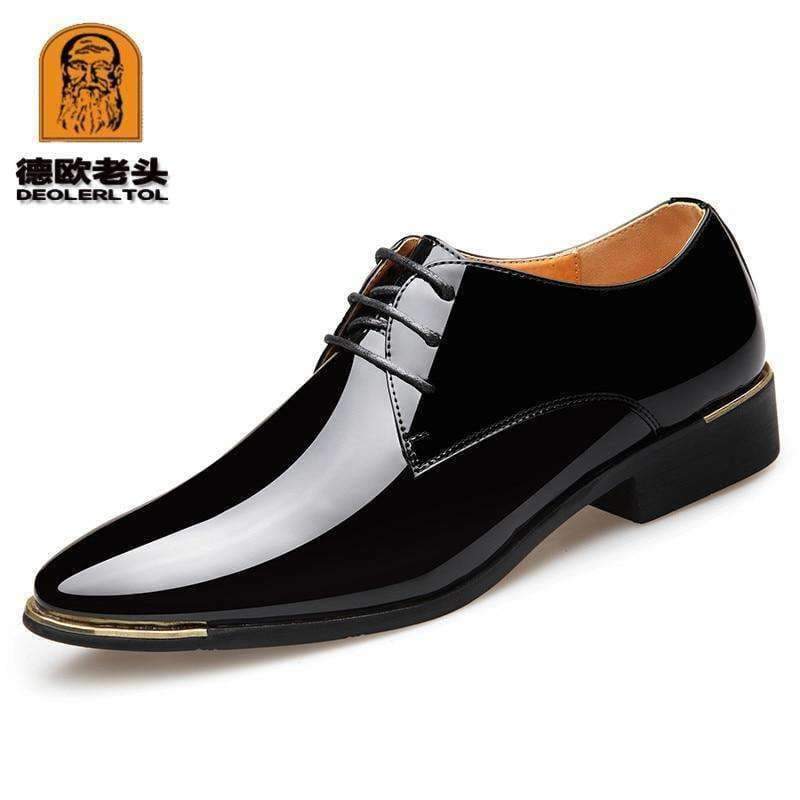 Planet Gates 2018 Newly Men's Quality Patent Leather Shoes Zapatos de hombre Size 38-47 Black Leather Soft Man Dress Shoes