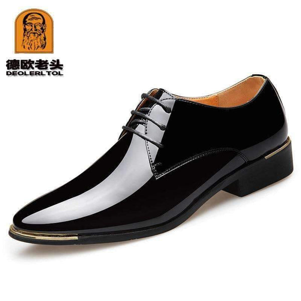 Planet Gates 2018 Newly Men's Quality Patent Leather Shoes Zapatos de hombre Size 38-47 Black Leather Soft Man Dress Shoes