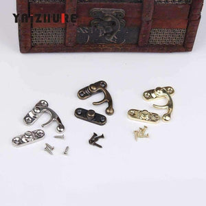 Planet Gates 2018 Real Hardware Lock Wood Box Free Shipping 50 Sets Metal Hook Box Latches Clasp Lock Purse Antique Bronze 4 Holes 28*33mm