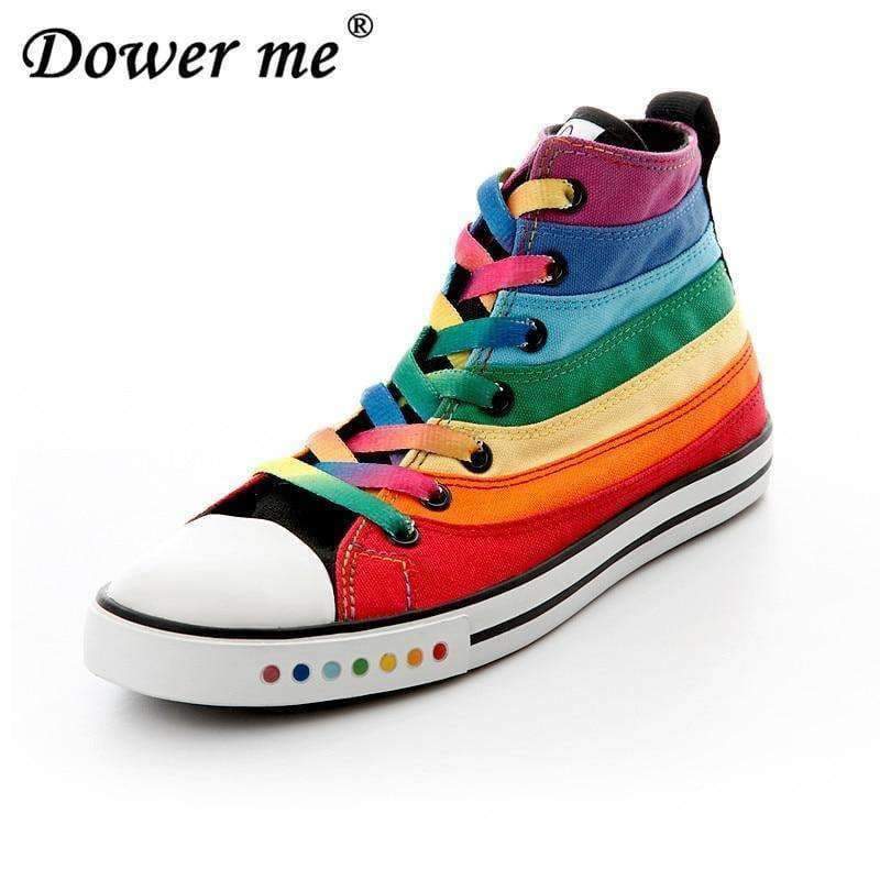 Planet Gates 2018 Spring Autumn Colorfull Rainbow style Casual Shoes For Women Vulcanized shoes clown shoes Performance High help shoe