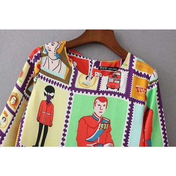 Planet Gates 2018 Spring New Character Print  Vintage Dress Cheap Clothes China High Waist  Party Dresses WQZ34252