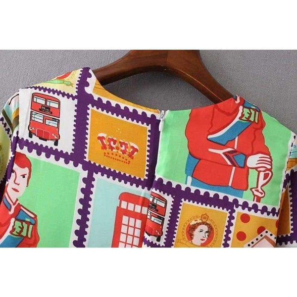 Planet Gates 2018 Spring New Character Print  Vintage Dress Cheap Clothes China High Waist  Party Dresses WQZ34252