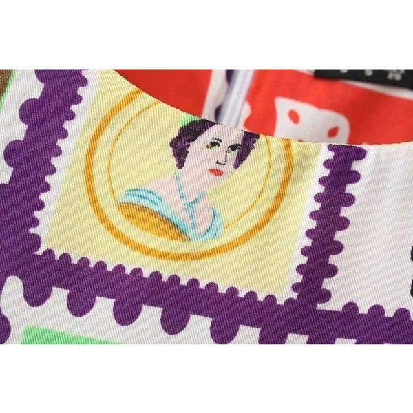 Planet Gates 2018 Spring New Character Print  Vintage Dress Cheap Clothes China High Waist  Party Dresses WQZ34252