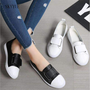 Planet Gates 2018 Spring Women Flats ladies slip on flat loafers shoes casual sneakers boat shoes black white Moccains Women Shoes