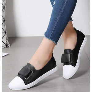 Planet Gates 2018 Spring Women Flats ladies slip on flat loafers shoes casual sneakers boat shoes black white Moccains Women Shoes