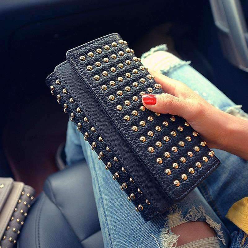 Planet Gates 2018 Summer new rivets fashion twists and turns wallet big wild PU leather coin long wallet Y026