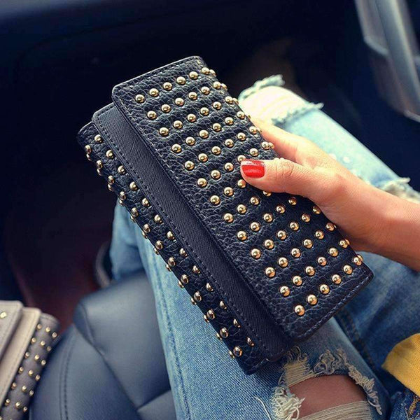 Planet Gates 2018 Summer new rivets fashion twists and turns wallet big wild PU leather coin long wallet Y026