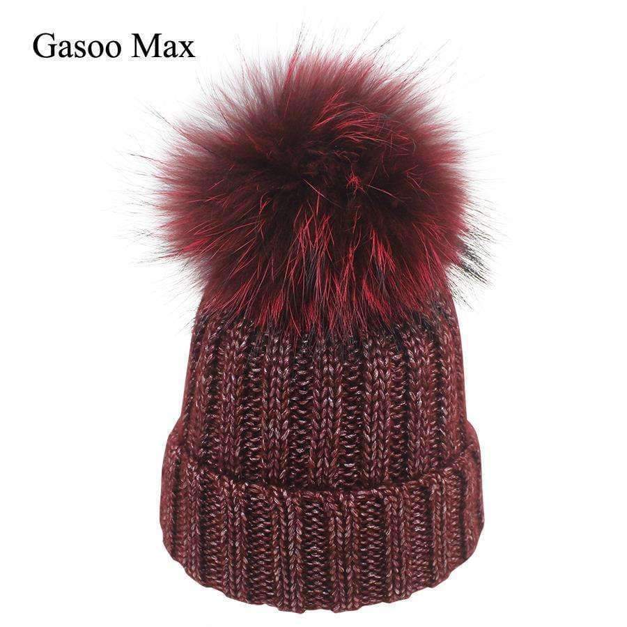 Planet Gates 2018 Winter Blends Women Beanies Knit Hat Real Pompoms Fur Ball Beanie Gorro Solid Caps Casual Knit Crochet Bonnet Cap Hats