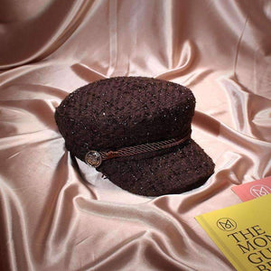 Planet Gates 2018 Winter Vintage Hats For Women Fashion Gold Thread Tweed Military Hat Gorras Planas Snapback Caps Female Casquette Cap