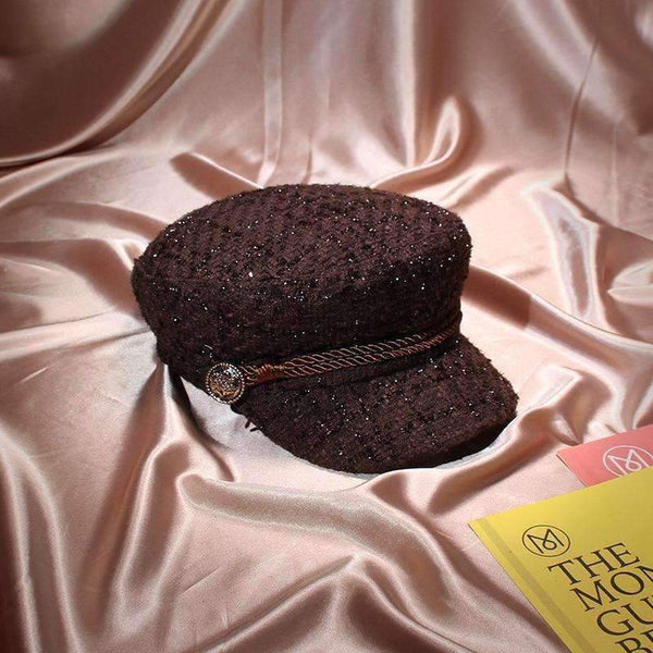 Planet Gates 2018 Winter Vintage Hats For Women Fashion Gold Thread Tweed Military Hat Gorras Planas Snapback Caps Female Casquette Cap