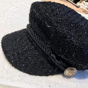 Planet Gates 2018 Winter Vintage Hats For Women Fashion Gold Thread Tweed Military Hat Gorras Planas Snapback Caps Female Casquette Cap