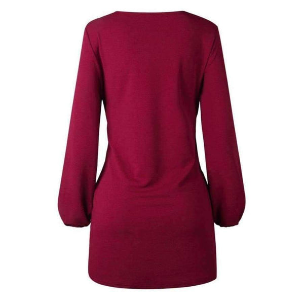 Planet Gates 2018 Women Dress Female Crew Neck LongSleeve Self Tie Knot Casual Mini T Shirt Womens Bodycon Dresses